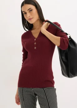 Pull côtelé en viscose mélangée