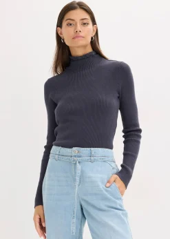 Pull côtelé en viscose mélangée fluide