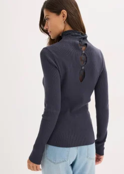 Pull côtelé en viscose mélangée fluide