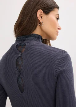 Pull côtelé en viscose mélangée fluide