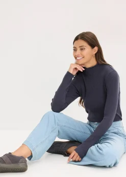 Pull côtelé en viscose mélangée fluide