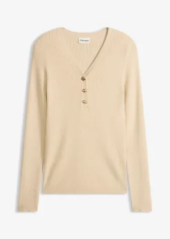 Pull côtelé en viscose mélangée