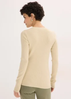 Pull côtelé en viscose mélangée