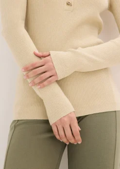 Pull côtelé en viscose mélangée