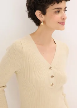 Pull côtelé en viscose mélangée