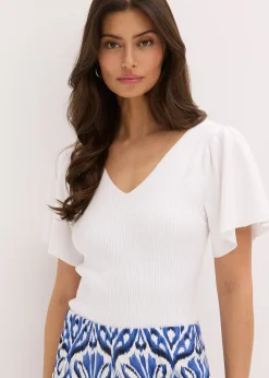 Pull côtelé en viscose mélangée