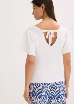 Pull côtelé en viscose mélangée