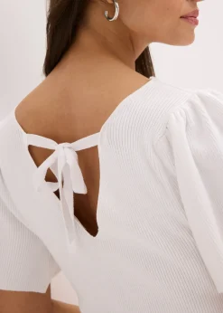 Pull côtelé en viscose mélangée