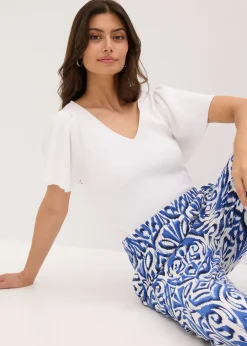 Pull côtelé en viscose mélangée