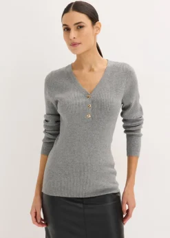 Pull côtelé en viscose mélangée