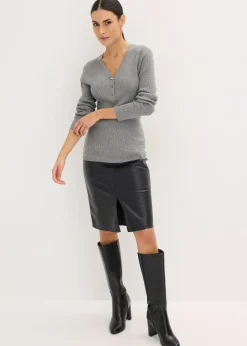 Pull côtelé en viscose mélangée