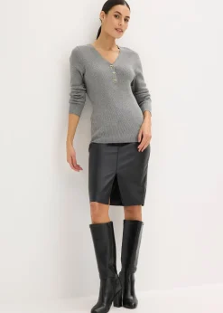 Pull côtelé en viscose mélangée