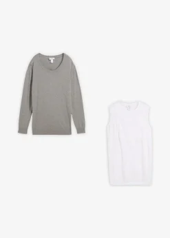 Pull de grossesse 3-en-1 en maille de coton avec top d’allaitement