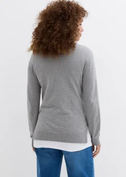 Pull de grossesse 3-en-1 en maille de coton avec top d’allaitement