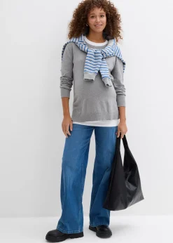 Pull de grossesse 3-en-1 en maille de coton avec top d’allaitement