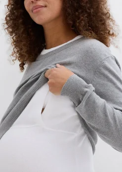 Pull de grossesse 3-en-1 en maille de coton avec top d’allaitement