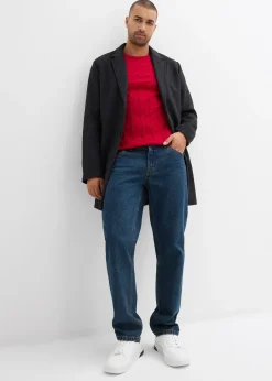 Pull doux à torsades en fine maille de coton majoritaire, slim