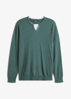 Pull doux aspect 2en1 en fine maille de coton majoritaire