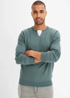 Pull doux aspect 2en1 en fine maille de coton majoritaire