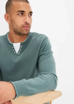 Pull doux aspect 2en1 en fine maille de coton majoritaire