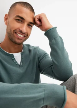 Pull doux aspect 2en1 en fine maille de coton majoritaire