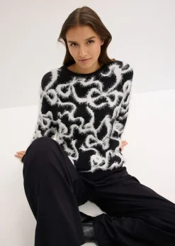 Pull doux en jacquard, viscose mélangée