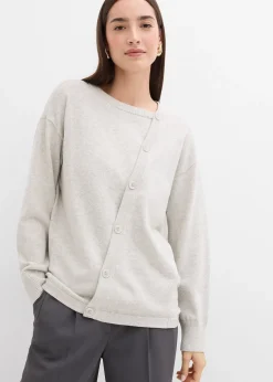 Pull en fine maille à boutons asymétriques