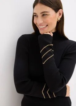 Pull en fine maille à chaînes dorées