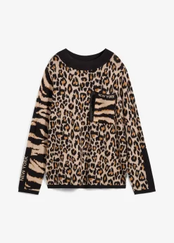 Pull en fine maille à motif léopard