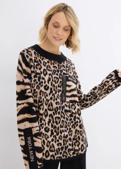 Pull en fine maille à motif léopard