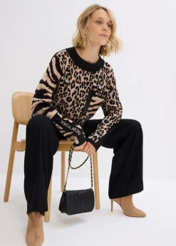 Pull en fine maille à motif léopard