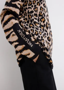 Pull en fine maille à motif léopard