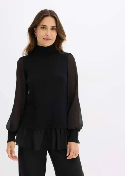 Pull en fine maille avec empiècement blouse