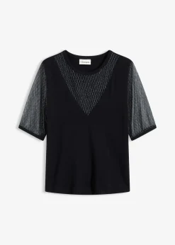 Pull en fine maille avec empiècement mesh