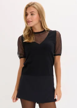 Pull en fine maille avec empiècement mesh