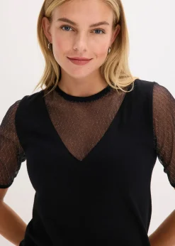 Pull en fine maille avec empiècement mesh