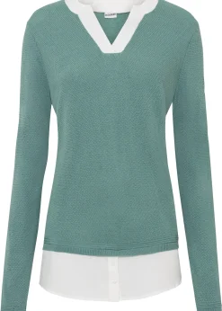 Pull en fine maille avec empiècement chemisier