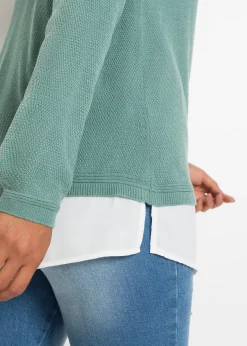 Pull en fine maille avec empiècement chemisier