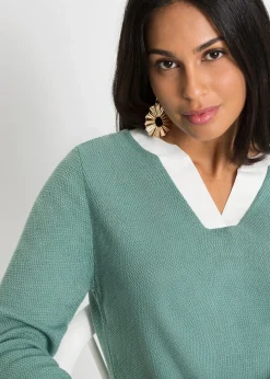 Pull en fine maille avec empiècement chemisier