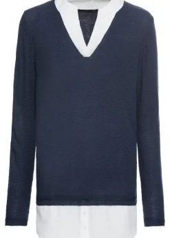 Pull en fine maille avec empiècement chemisier