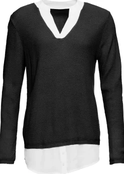 Pull en fine maille avec empiècement chemisier