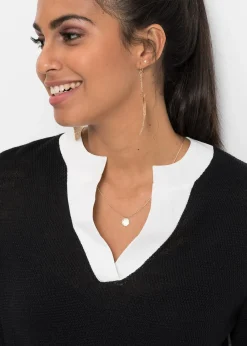 Pull en fine maille avec empiècement chemisier