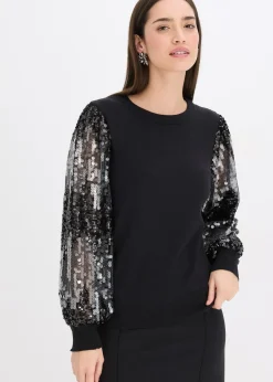 Pull en fine maille avec manches à sequins