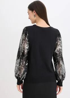Pull en fine maille avec manches à sequins
