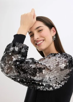 Pull en fine maille avec manches à sequins