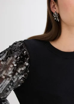 Pull en fine maille avec manches à sequins