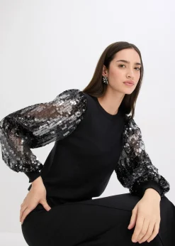 Pull en fine maille avec manches à sequins