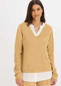 Pull en fine maille avec empiècement chemisier