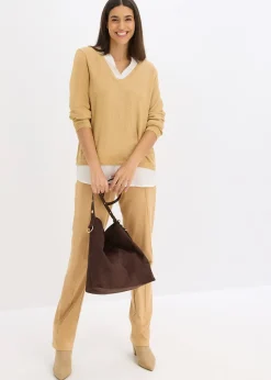 Pull en fine maille avec empiècement chemisier