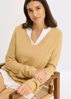 Pull en fine maille avec empiècement chemisier